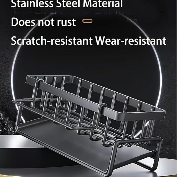 Kitchen Sink Organizer Tray with Sponge Holder Dish Soap Brush Rack Multi Purpose Countertop Storage Space Saving for Kitchen Bathroom Durable Design