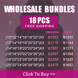 Wholesale Bundles 18PCS Brazillian 10A High Quality Virgin Hair