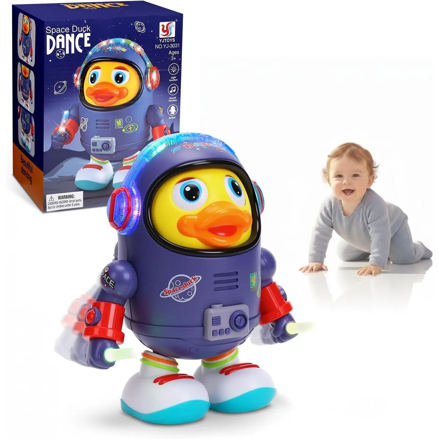 Dancing Space Duck Toy with Music and LED Lights |     Cute Singing Walking Duck Robot for Kids and Babies |     Interactive Electric Dancing Duck Moves with Rhythm |     Fun learning toys for family play |     Perfect gift for boys and girls |     Valent