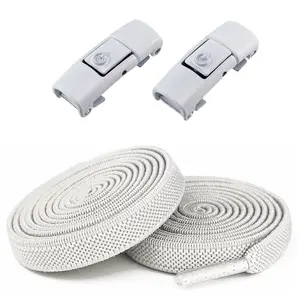 No-Tie Elastic Shoelaces with Lock Clips - Adjustable Bungee Laces for Kids, Adults & Seniors - Secure Fit for Running, Sports & Work Shoes All White