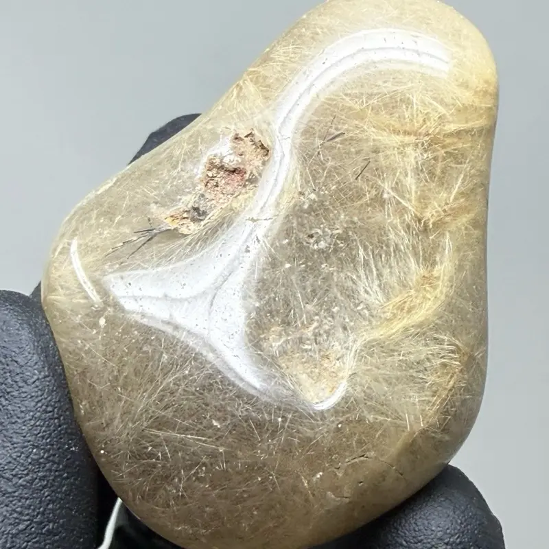 2” inch polished Golden Rutilated Quartz Specimen Palm Stone
