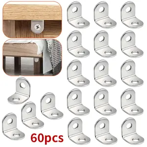 60pcs L-shaped bracket corner code, suitable for furniture, tables, chairs, corner shelves hardware furniture accessories