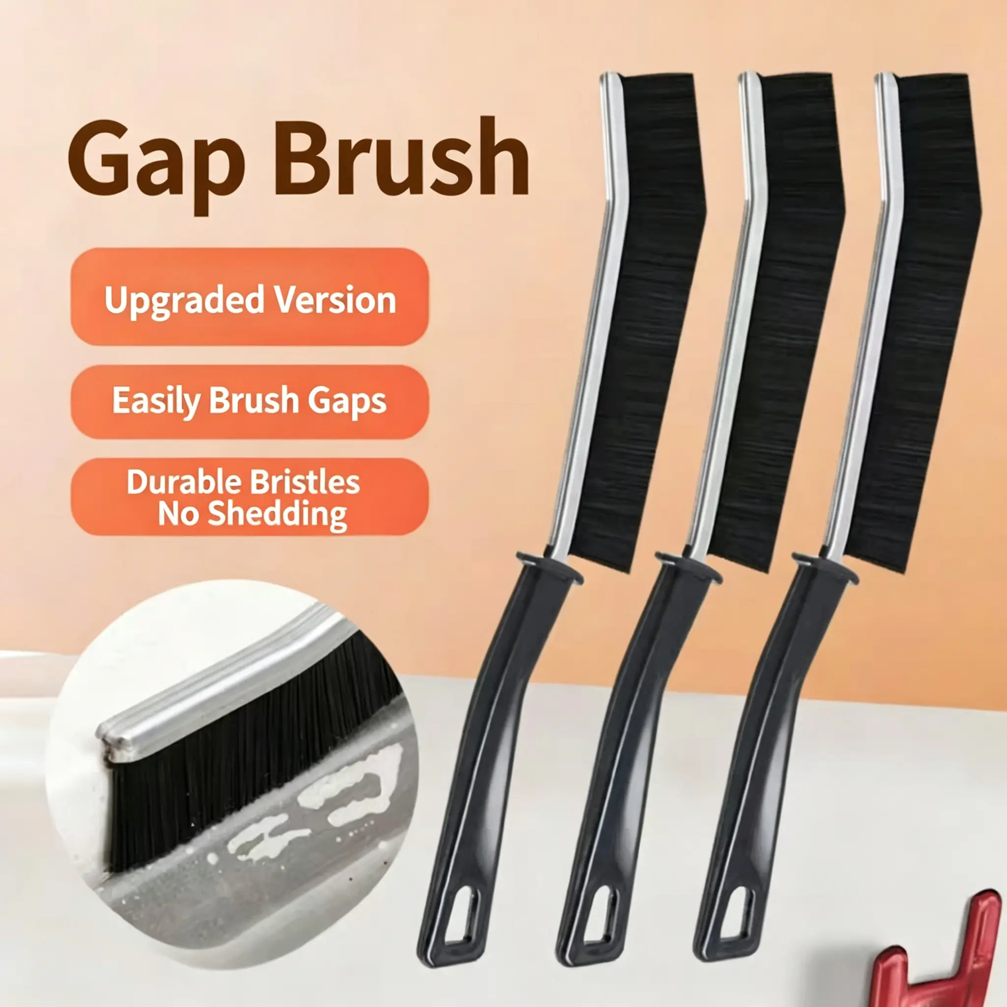 3 Pack Upgraded Version Gap Brush‑Hardware Tools, Durable, Easy Hanging, Multifunctional Cleaning Supplies For Tile Grout Scrub, Home Bathroom & Kitchen Use, Hand Tools