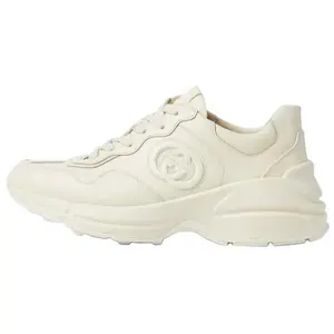 GUCCI Rhyton Leather GG Logo Lace-Up Low-Top Casual Sneakers for Women in White Trending Shoes, House White Official Shoes to Get / Maison Mihara Verifiable, with credentials and supporting global authentication