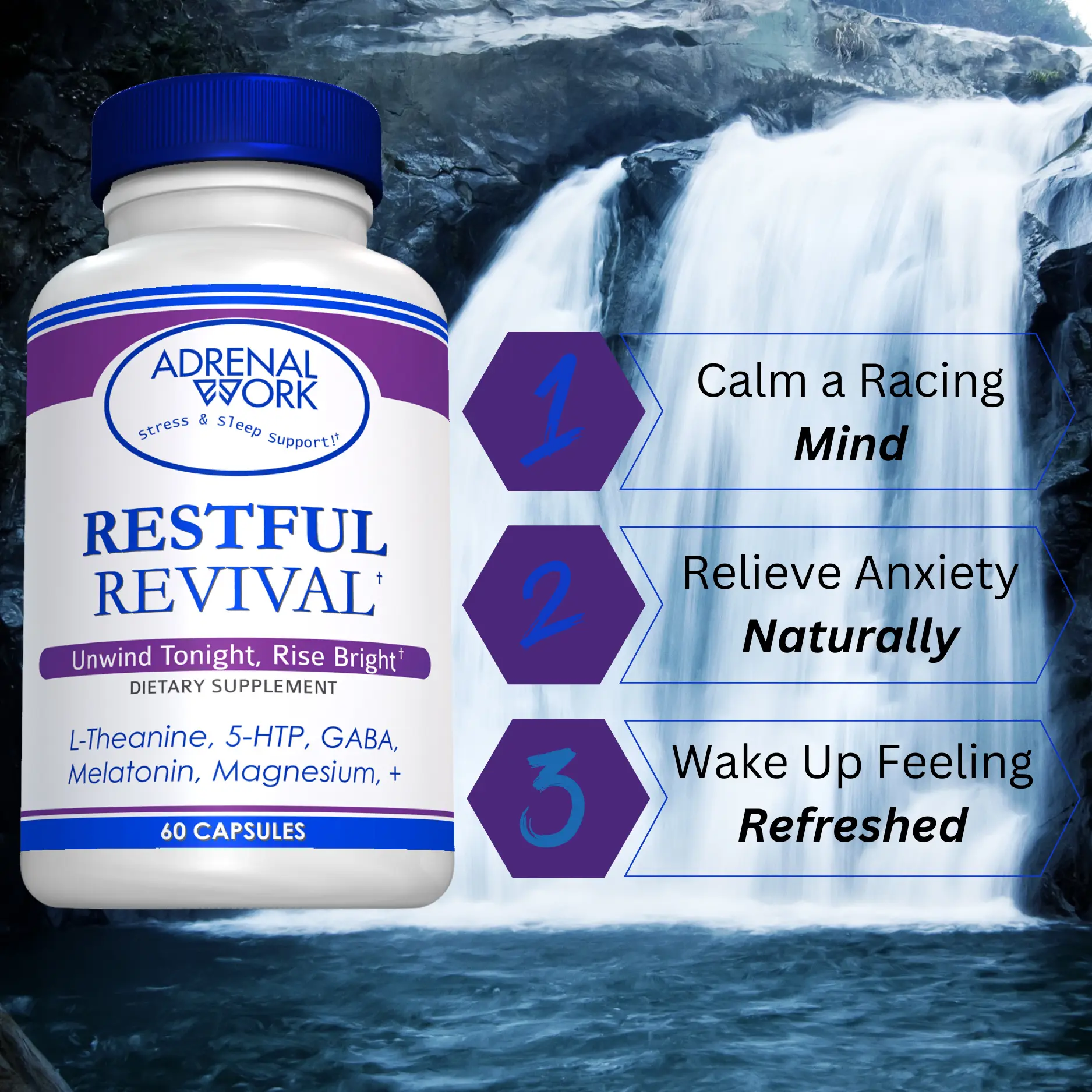 Restful Revival | Natural Supplement for Stress Management I Sleep, Rest and Recharge