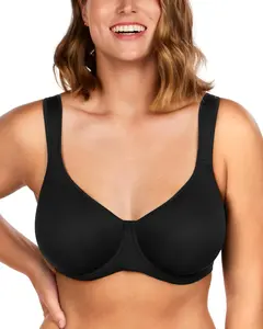 Plus Size Unlined Soft Breathable Sheer Mesh Full Coverage Plus Size Summer Bra Air Light Underwire Support Transparent Lightweight Non Padded Minimizer Bra Convertible Multiway 5-Way Wear Detachable Straps Bras Everyday Sexy Womenswear