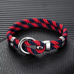 Fashion Men Women Anchor Bracelets Charm Nautical Survival Rope Chain Paracord Bracelet Male Wrap Metal Sport Hooks