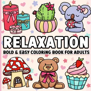 Adult Relaxation Coloring Book - Bold Lines Designs, Easy Coloring, Animals & More, Glossy Cover