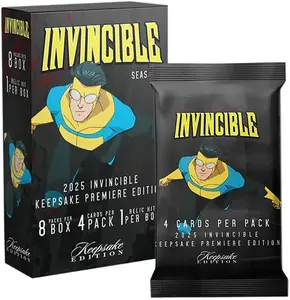 2025 Invincible Season 1 Keepsake Premiere Blaster: 8 Packs Per Box, One Guaranteed Relic, Chase Rare Autos and Patches