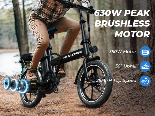 Windhorse W2A Lightweight Folding Electric City Commuter Bike – 16" Step-Over Ebike with Rear Seat, 20 MPH Max Speed, 35 Miles Range Fathersdaygift