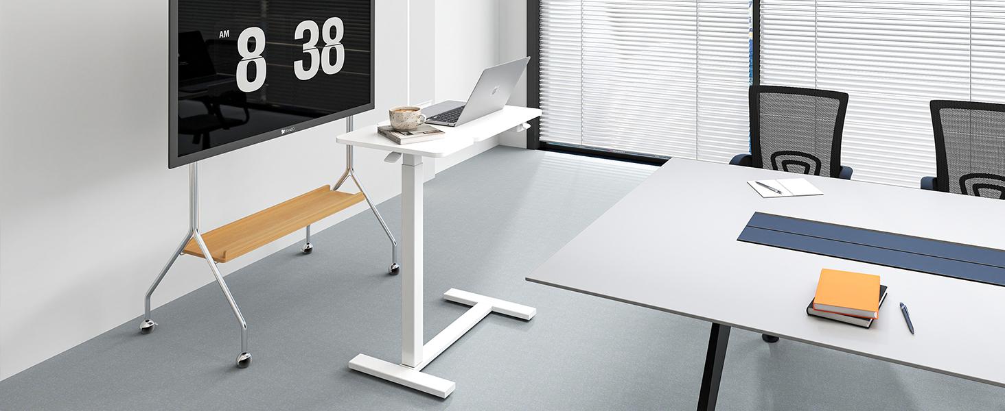 Overbed Bedside Table with Wheels, Mobile Standing Stand Up Rolling, Adjustable Height Tray, Side Computer Workstation for Home, Office Use