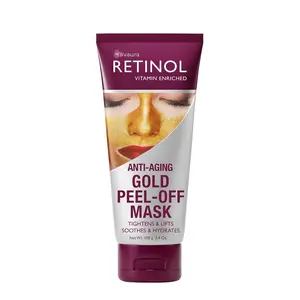 LIVAURA Retinol Gold Peel-Off Mask - Tightens, Lifts, Soothes & Hydrates Skin For Luminous Finish - Real Gold Helps Firm & Brighten While Flower Extracts Nourish & Restore Youthful Texture