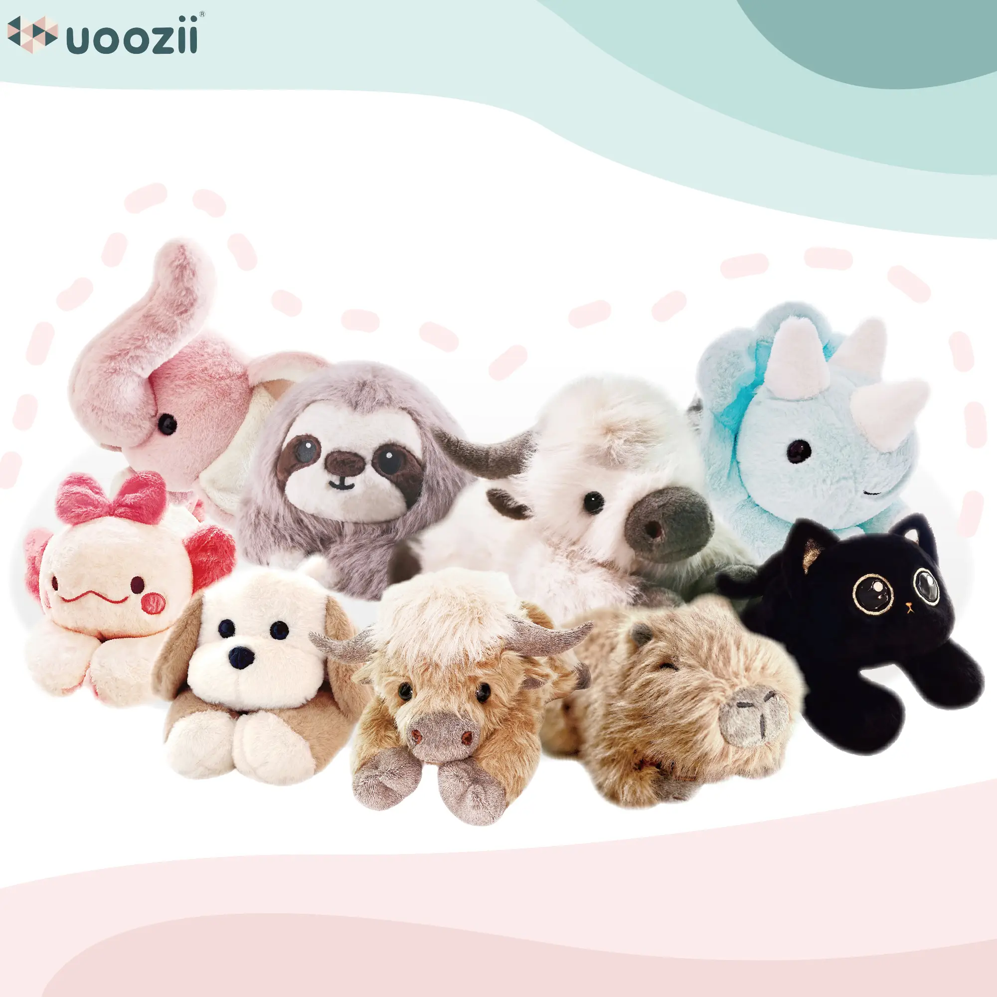 uoozii 20-24" | 4-5 Pounds Highland Cow Capybara Cat Dog Dinosaur Sloth Elephant Axolotl Bear Weighted Stuffed Animals with Unscented Microwavable Hea