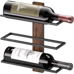B4Life Wall Mounted Wine Rack for 3 Wine Bottles, Wood Holder, Wall Wine Bottle Racks for Kitchen, Dining Room, Bar Rack