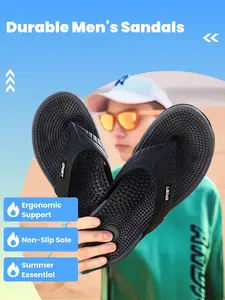 Men's Outdoor Flip-Flops with Massage Insoles, Anti-Slip Deep Texture Sole, Comfortable Narrow Fit, Ideal for Casual Wear and Travel