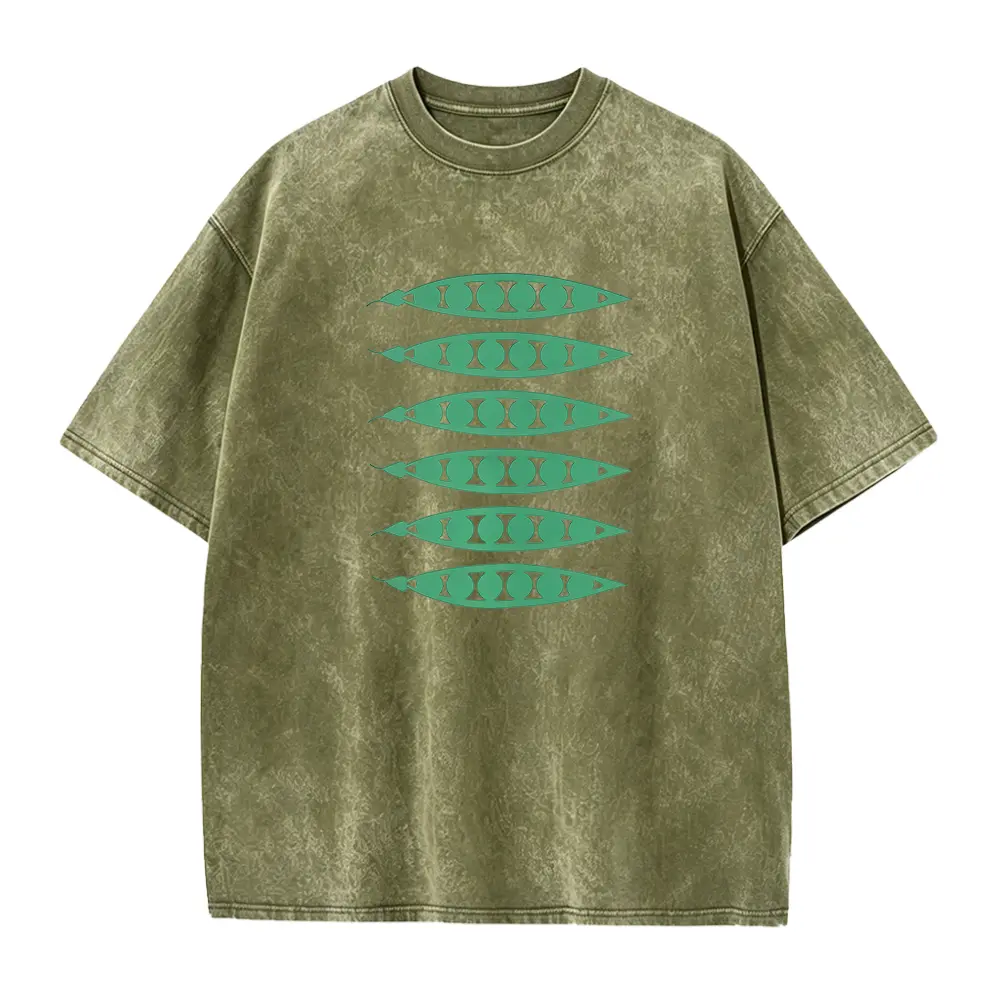 Minimal Green Pea Pod Vertical Graphic Tee, Cream Neutral Simple Vegetable Casual Short Sleeve Top