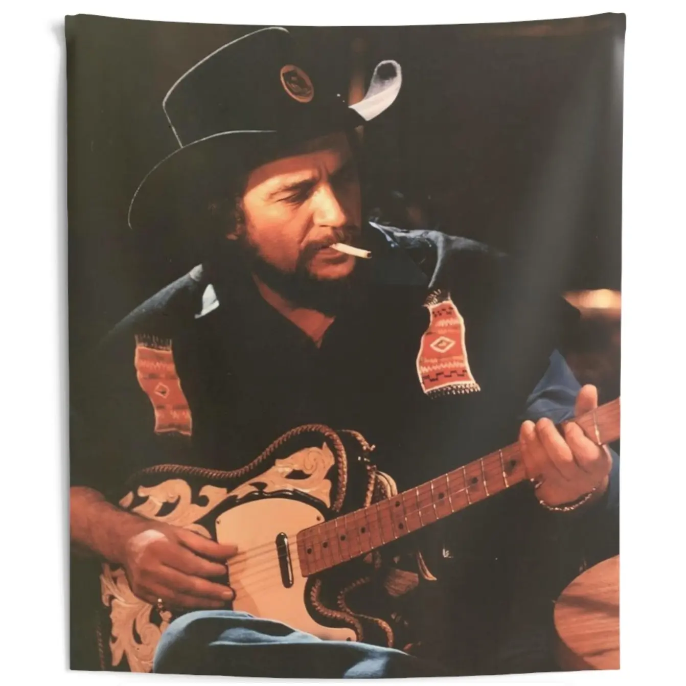 Peach Waylon Jennings Print Durable Decorative Tapestry - Modern, Multi-Size Polyester Wall Hanging, Indoor/Outdoor Living Room, Bedroom Home Decor