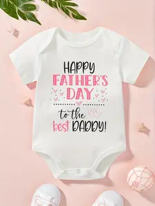 Baby "Happy Father's Day to the Best Daddy" Short Sleeve Cotton Onesie, Father's Day Love Bodysuit