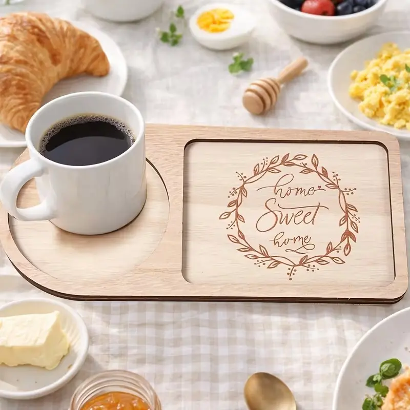 1pc Wooden 8-Character Irregular Tray - Kitchen Tableware Serving Board, Multi-Use as Dessert, Bread, Cheese, Fruit or Snack Plate for Home Decor & Restaurant Plating