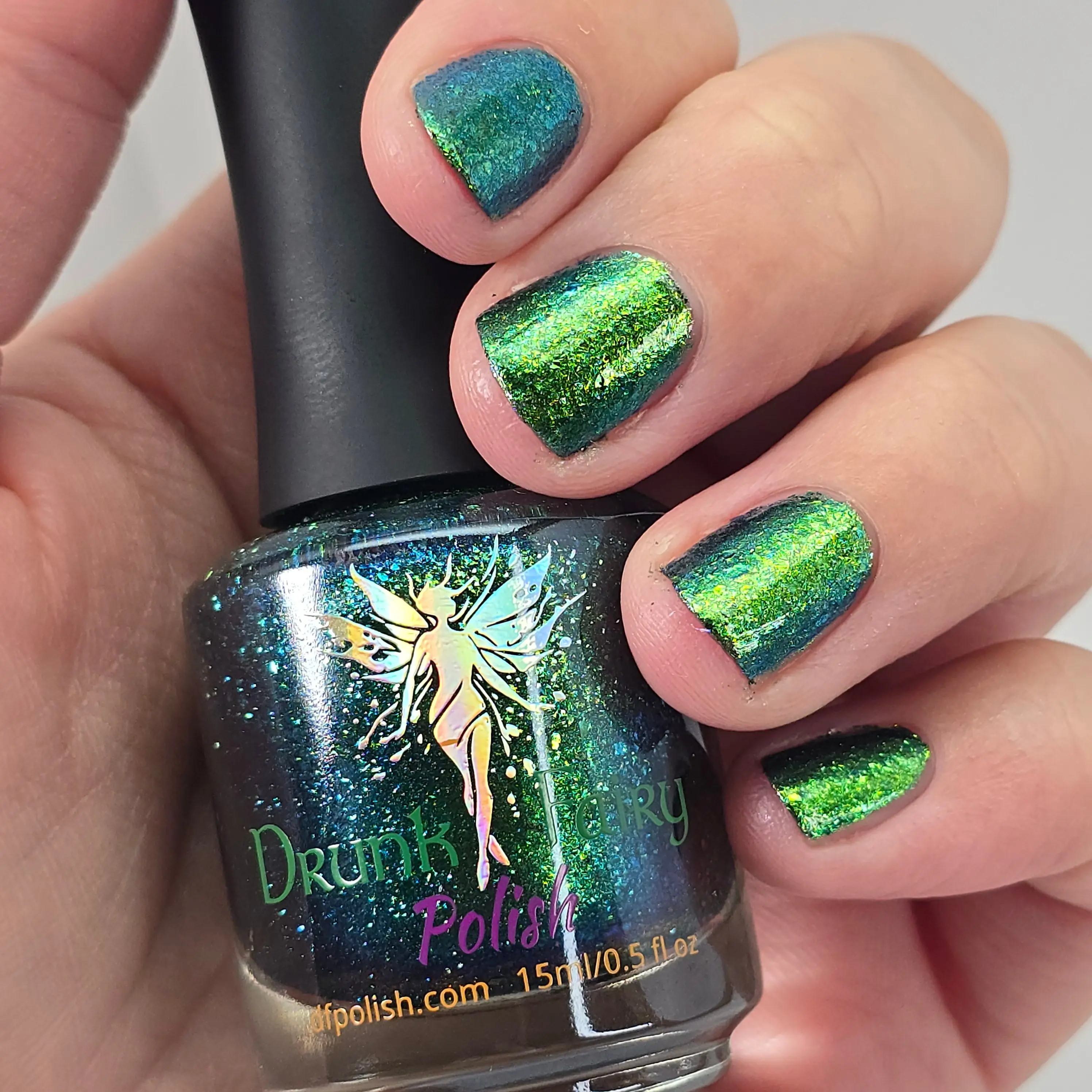 Hue Knew? | A Bright Green to Teal to Blue Shifting Multi-Chrome Micro-Flake Polish in a Blue Jelly Base