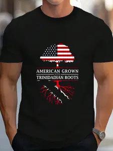 100% Cotton American Grown With Trinidadian Roots - Trinidad T-Shirt Women's Men's Graphic Tee Crew Neck summer vacation Tops