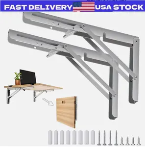 Folding Shelf Brackets - 2 Pcs Heavy Duty Stainless Steel Collapsible - 8-20Inch