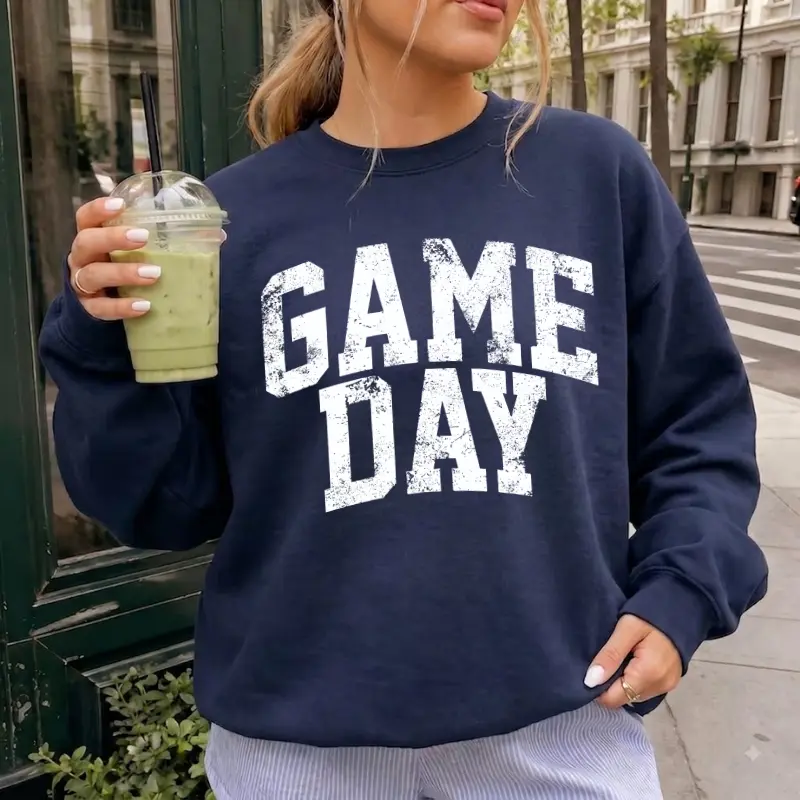 Game Day Sweatshirt, School Spirit Football Sweater, Football Mom Sweatshirt, Vintage Game Day Sweatshirt, School Team Mascot Sweater, WOmen Long Sleeve Letter Print, Cozy Autumn Sweater