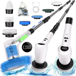 Power Swivel Scrubber, Upgraded Power Swivel Cordless Tub and Tile Scrubber with Adjustable Extension Arm, 3 Speed 7 Replaceable Cleaning Heads, Power Swivel Scrubber for Cleaning Bathrooms, Floors, Automobiles