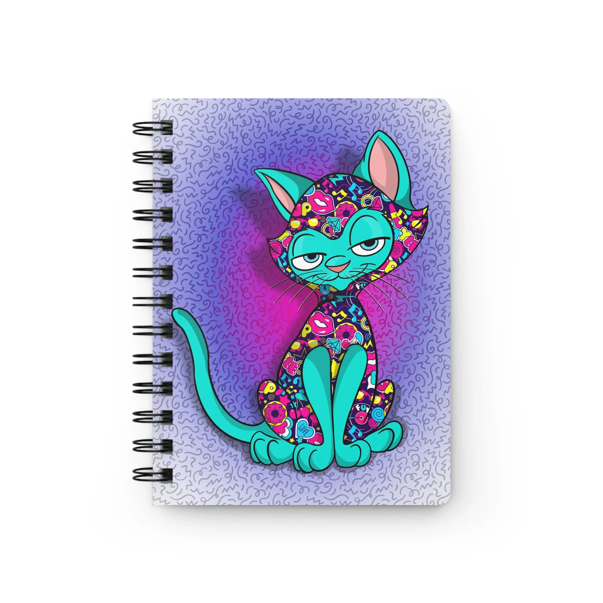 Sassy Cat Art - Colorful Pop Art Sassy Cat Spiral Bound Journal, Cute Cat Notebook, Creative Writing Journal, Gift for Cat Lovers, Artistic Diary, Unique Stationery