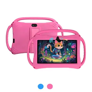 Android 12, dual camera, high-definition sensitive touch screen, anti drop elastic shell, 3D stand, portable, birthday and Christmas gifts, parental control, no adapter, Learning Entertainment Tablet, red/blue