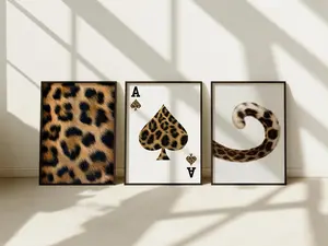 Set of 3 Trendy Leopard Poster | Y2k Prints | Fashion Chic Girly Luxury Bundle | Ace of Hearts Cheetah