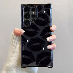 Phone Case - Black Lip Samsung Anti-Fall Phone Case, Suitable for Samsung Galaxy S25/S25Ultra/S25Plus/S24/S24Ultra/S24Fe/S23/S23Ultra/S23Fe/S22/S22Ultra/S21Fe/S21/S21Ultra/S20Plus/S20/S20Ultra/S20Fe/S20+/S10