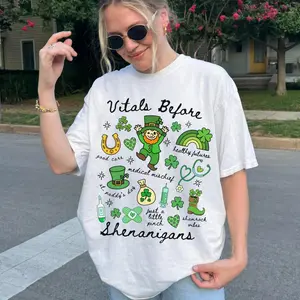 St Patrick’s Day Nurse Doctor Shirt, Vitals Before Shenanigans St. Paddy's Medical Field Healthcare Shirt, St Patrick’s Day Gift