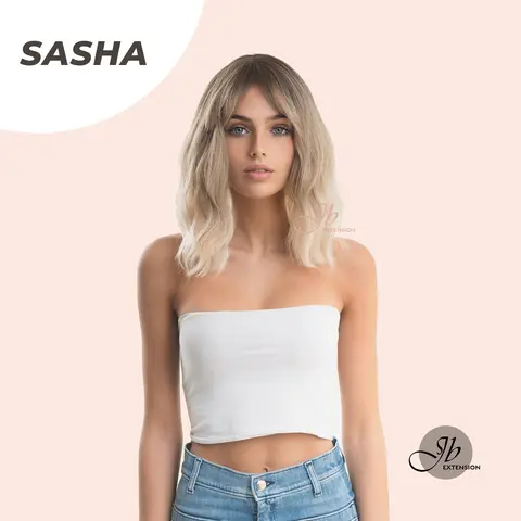 JBEXTENSION 14 Inches Short Hair Mix Blonde Balayage Body Wave Wig SASHA
