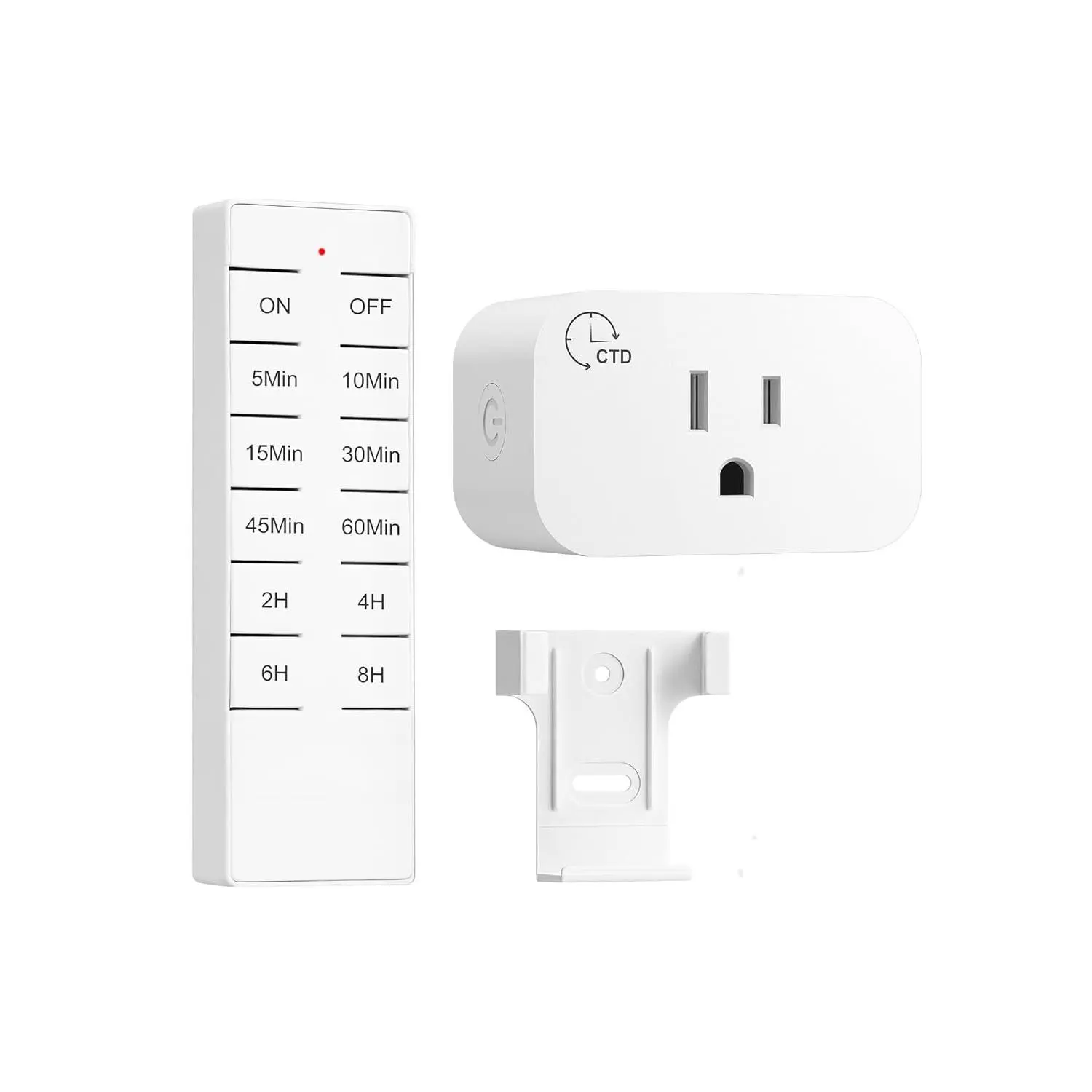 F-PSP02  Wireless Remote Control Outlet with Timer, Indoor Remote Timer Outlet, No Interference No Wiring, 15A/1875W 100FT RF Range, Countdown Light Switch for Lamp, Fan, Christmas Decor, FCC Listed