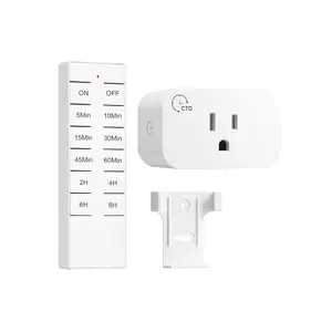 F-PSP02  Wireless Remote Control Outlet with Timer, Indoor Remote Timer Outlet, No Interference No Wiring, 15A/1875W 100FT RF Range, Countdown Light Switch for Lamp, Fan, Christmas Decor, FCC Listed