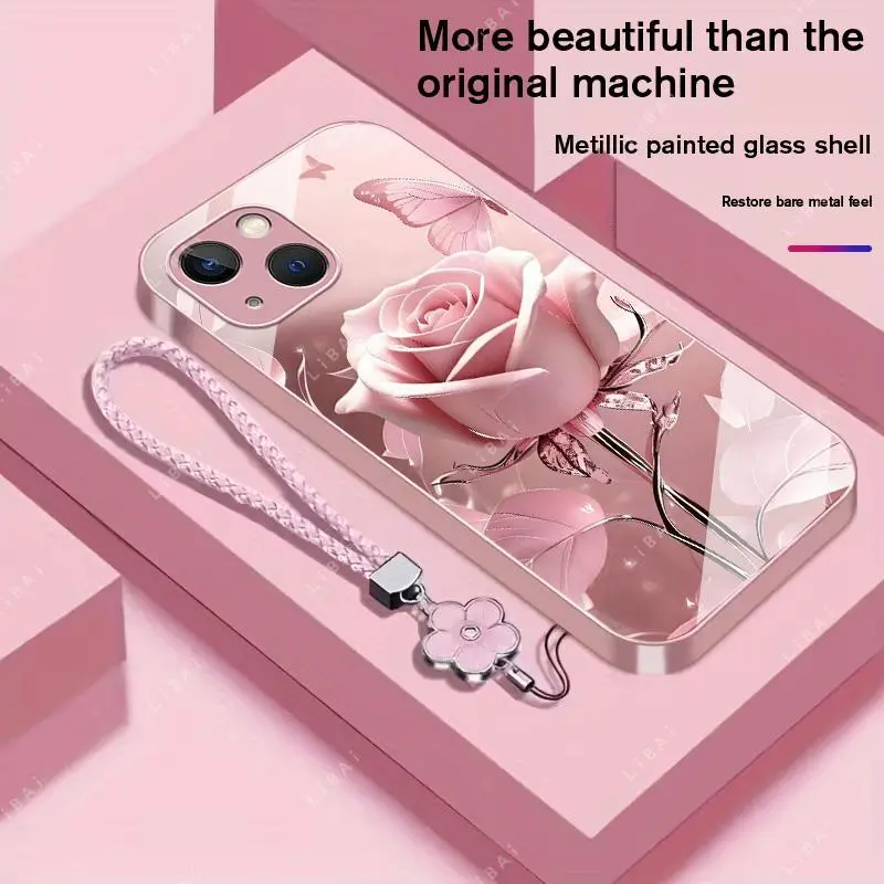 Suitable for [iPhone 13 Mini] high-end phone case，a beautiful four-leaf clover lanyard is included,exquisite and high-end design,a variety of colors are available for you to choose from YM99