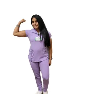 DebzMedics custom-made lavender and navy blue uniform scrubs set