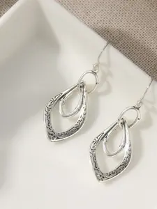 Vintage Silver Color Hollow Carved Earrings, Classical Art Ethnic Style, Elegant Women's Jewelry, Perfect Holiday Gift