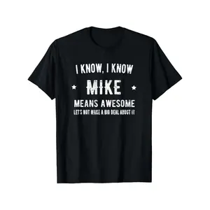 Best Mike Ever" Humorous Cotton Tee - Casual Round Neck T-Shirt, 100% Pure Cotton, Slight Stretch, Machine Washable, Black with White Print, Sizes S-XXXL