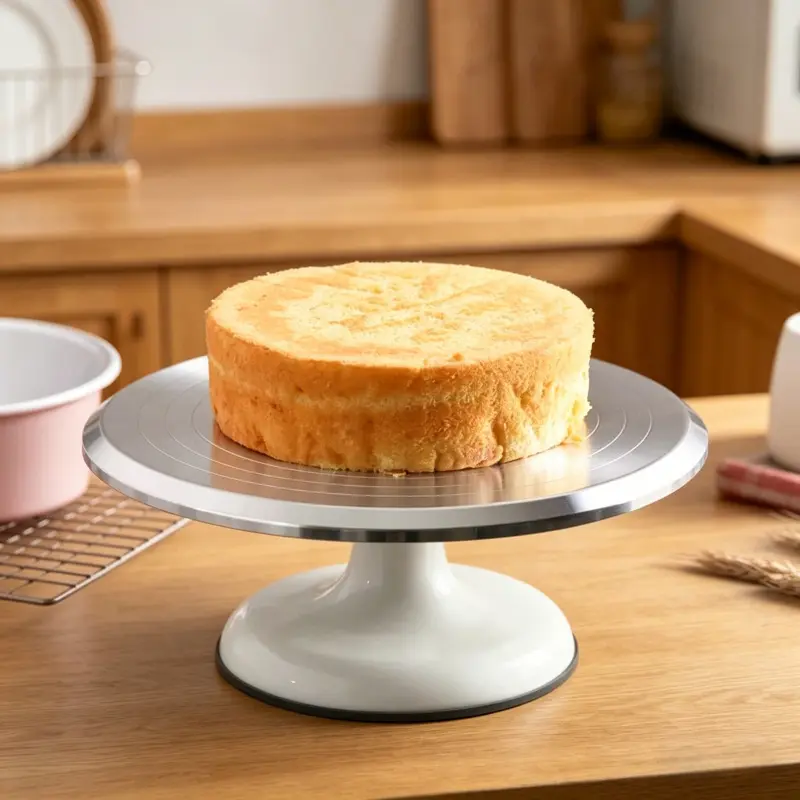 Aluminum alloy rotating cake turntable with graduated markings, smooth 360 Degree rotation, non-slip base, suitable for cake decorating and home baking, Metal cake stands, Cake Decorating Supplies