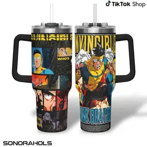 Season 4 Invincible Tumbler With Handle, Mark Grayson Hero Insulated Travel Mug 40oz, Comic Superhero Gift Mug