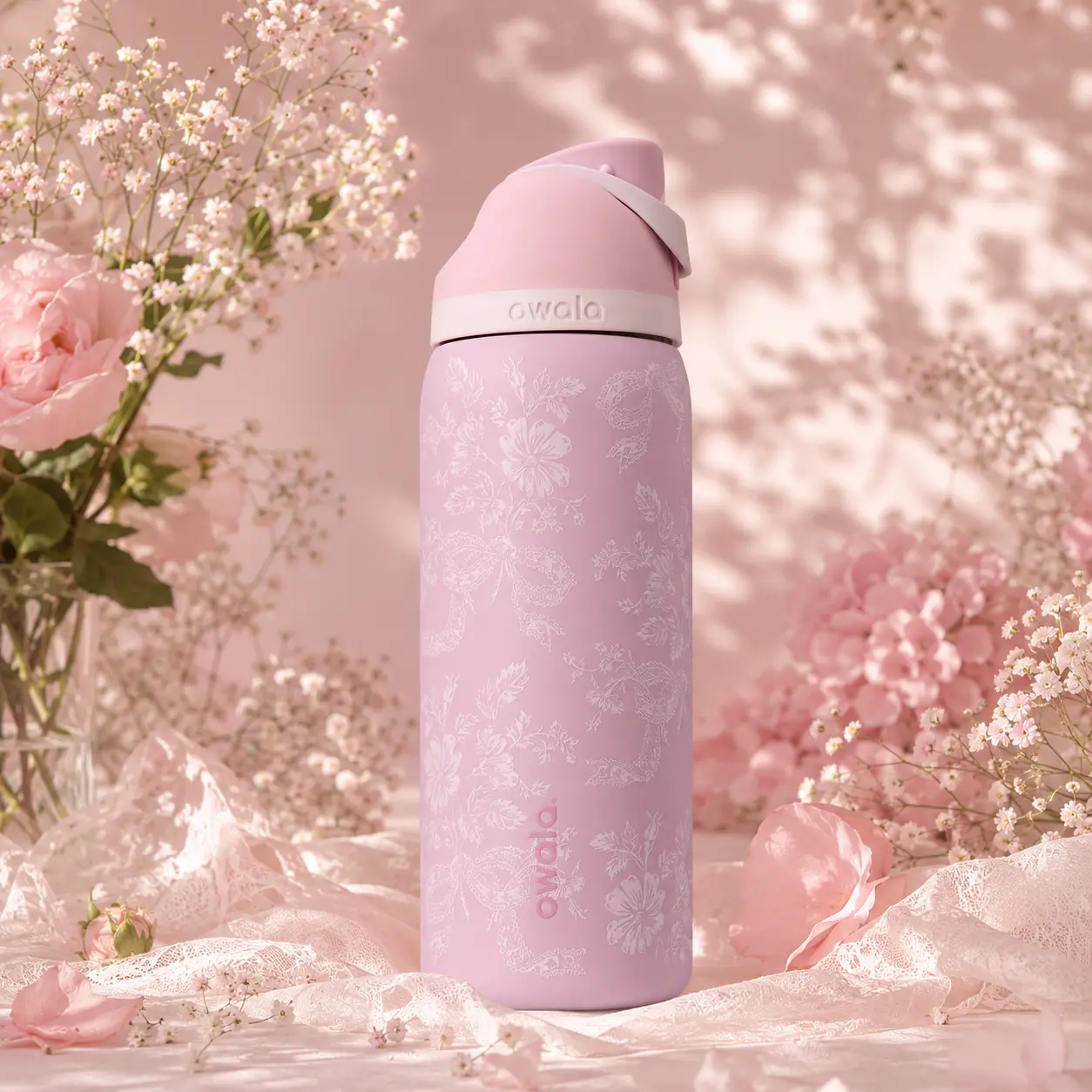 Owala FreeSip 32oz Extreme-Cold Vacuum Flask, Limited Rare Edition Patterned Printed Matte Stainless Steel Sports Gym Bottle