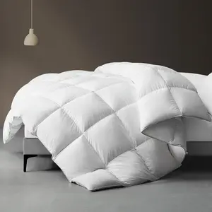 Goose Feather Down Fiber Comforter King Size, All Comforter, Luxury White King Size Duvet Inserts with 3D Baffle Box and Corner Tabs, 104"x90"
