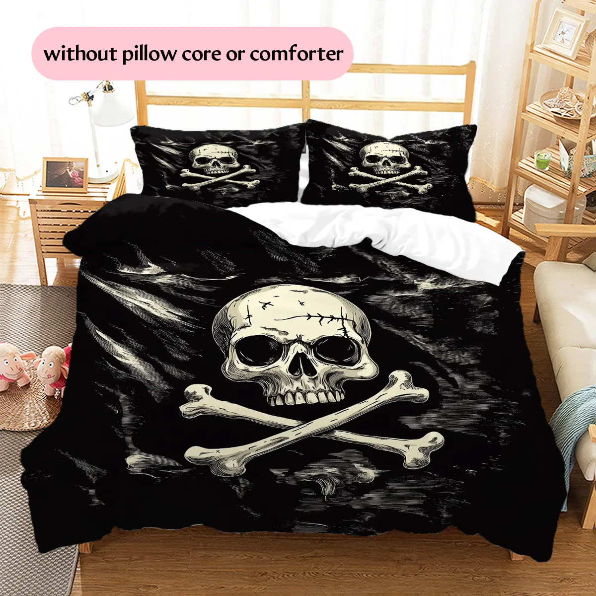 Pirate Flag  Printed bedding set, duvet cover and pillowcases, home decor, Christmas decoration, bedroom duvet cover, Christmas gift, birthday gift (1 * duvet cover + 2 * pillowcases, insert