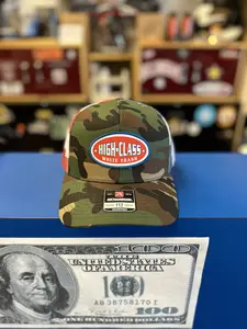 Richardson 112 Camo & RWB Stars & Stripes Trucker Snapback with OG High Class White Trash Woven Label Patch