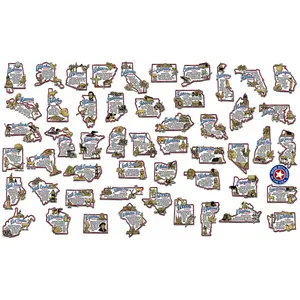 Informational U.S. State Magnet Set by Classic Magnets, 51-Piece Set