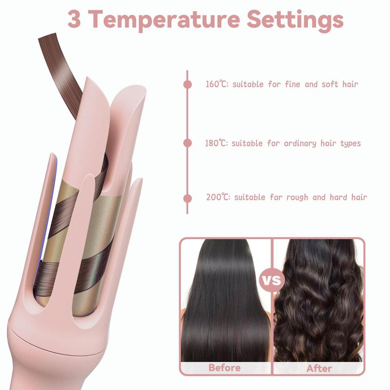 Electric Hair Curler, 4-Speed Temperature Controlled Adjustable Curler, LED Screen Curling Iron, Automatic Hair Curler, Cordless Hair Straightener