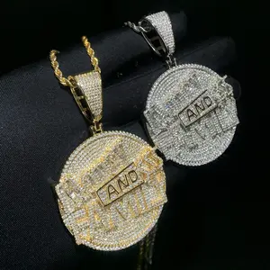 Hip hop round classic letters MONEY AND FAMILY pendant fashion trend men's necklace