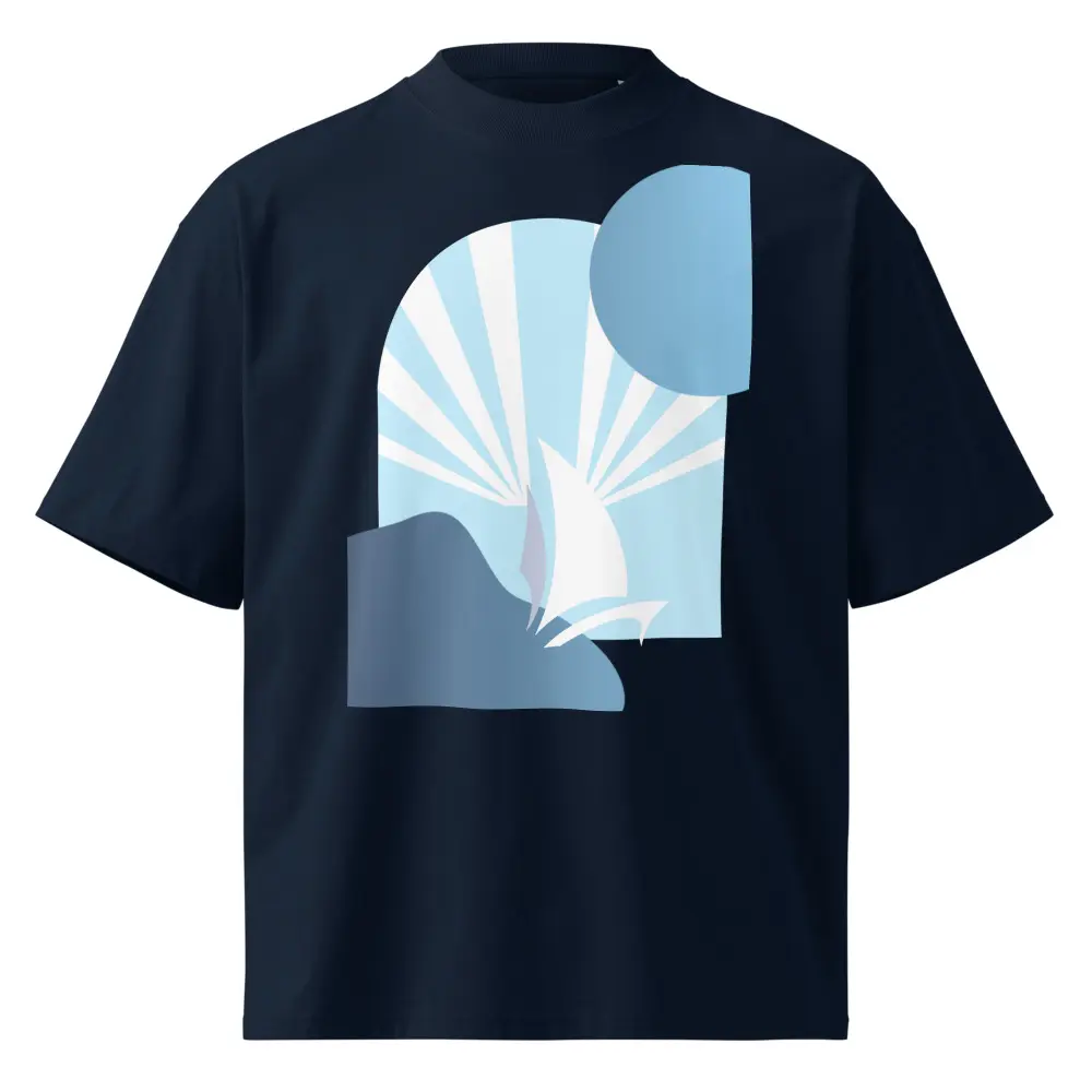 Daring Blues Organic Oversized T-Shirt - 100% Combed Ring-Spun Cotton, Wide Neck, Dropped Shoulders, Eco-Friendly Urban Style